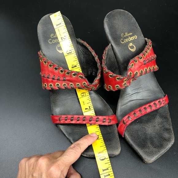 Calleen Cordero rare wooden heel red sandal 9 - Picture 6 of 7